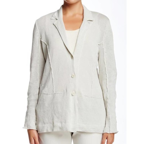 Eileen Fisher Sweaters - EILEEN FISHER • Bone Off White Notch Collar Organic Cotton Cardigan Sz S